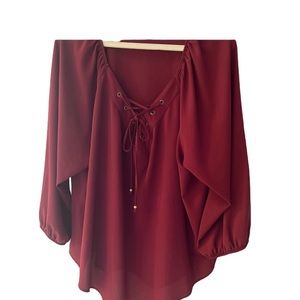 Burgundy top  3X Handkerchief hemmed